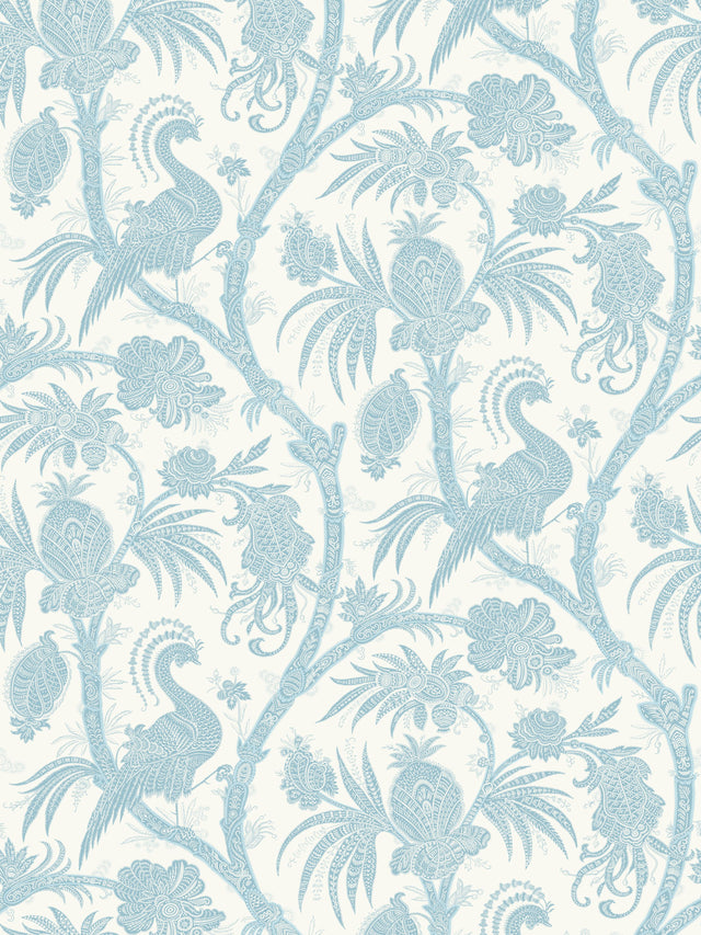 Scalamandre SC 0002WP88355 SKY BALINESE PEACOCK WALLPAPER - Eade's Wallpaper