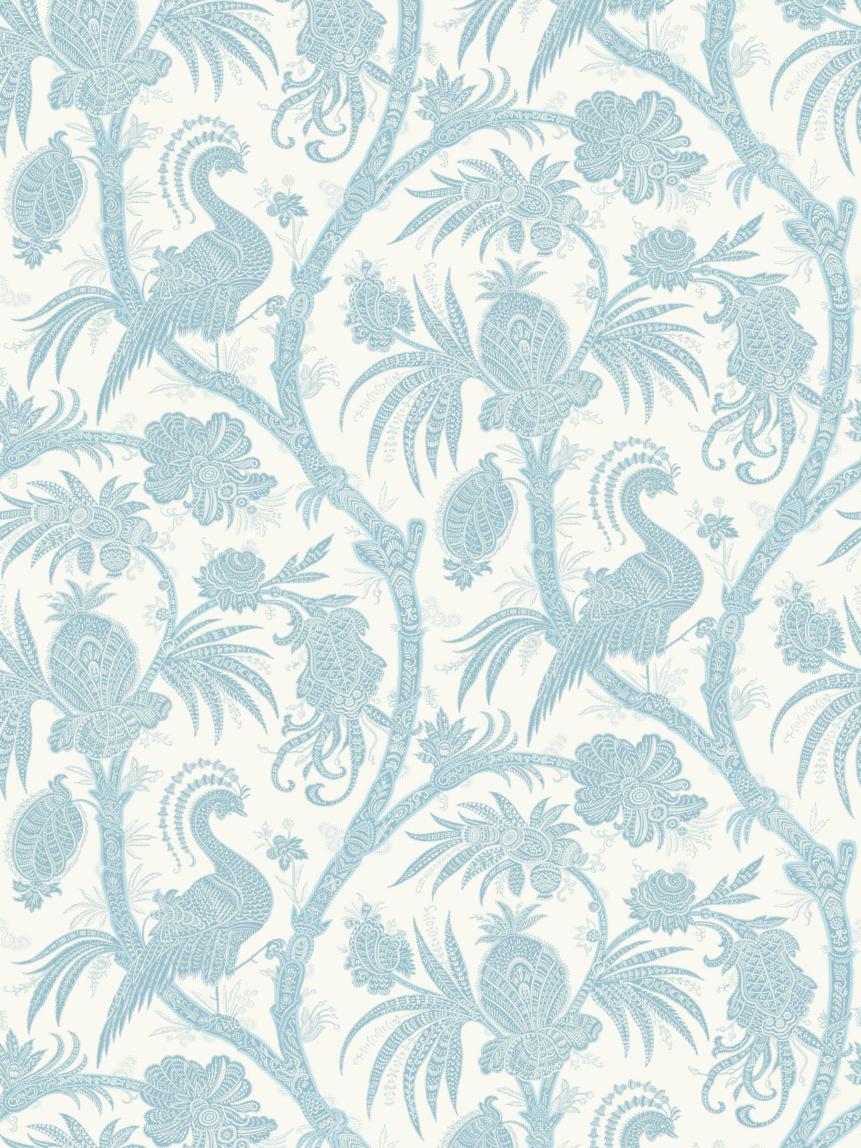 Scalamandre SC 0002WP88355 SKY BALINESE PEACOCK WALLPAPER - Eade's Wallpaper