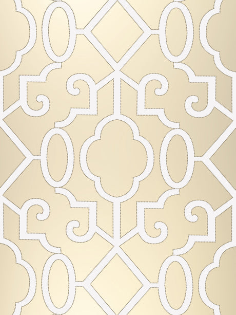 Scalamandre SC 0002WP88356 CHAMPAGNE - PEARLESCENT MING FRETWORK WALLPAPER - Eade's Wallpaper