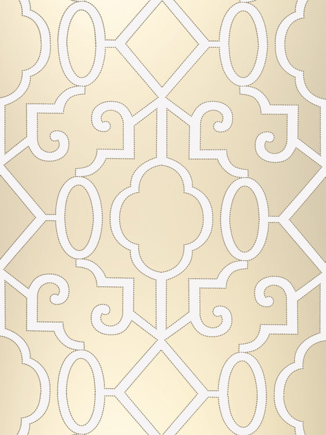 Scalamandre SC 0002WP88356 CHAMPAGNE - PEARLESCENT MING FRETWORK WALLPAPER - Eade's Wallpaper
