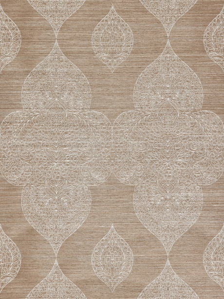 Scalamandre SC 0002WP88555 NUTMEG TAJ EMBROIDERED SISAL WALLPAPER - Eade's Wallpaper