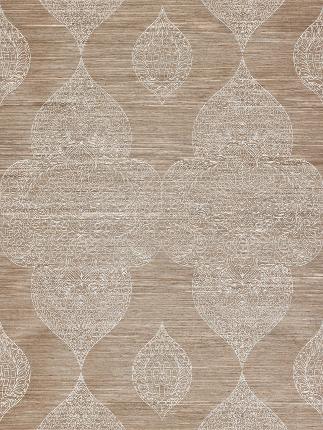 Scalamandre SC 0002WP88555 NUTMEG TAJ EMBROIDERED SISAL WALLPAPER - Eade's Wallpaper