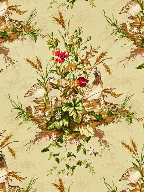 Scalamandre SC 000316310 MULTI ON WILLOW EDWIN'S COVEY LINEN PRINT Fabric - Eade's Wallpaper