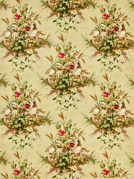 Scalamandre SC 000316310 MULTI ON WILLOW EDWIN'S COVEY LINEN PRINT Fabric - Eade's Wallpaper