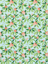 Scalamandre SC 000316454M CORAL ON AQUA RHODODENDRON - OUTDOOR Fabric - Eade's Wallpaper