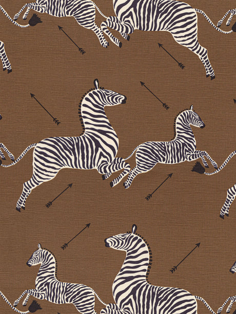 Scalamandre SC 000316496M SAFARI BROWN ZEBRAS - FABRIC Fabric - Eade's Wallpaper