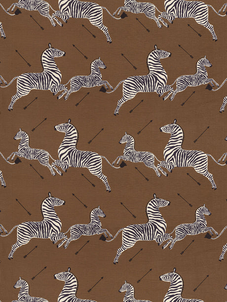 Scalamandre SC 000316496M SAFARI BROWN ZEBRAS - FABRIC Fabric - Eade's Wallpaper