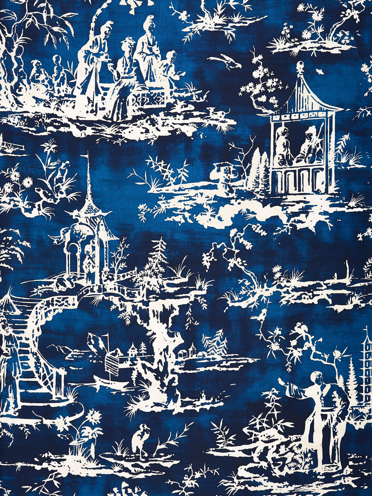 Scalamandre SC 000316561 INDIGO SUMMER PALACE PRINT Fabric - Eade's Wallpaper