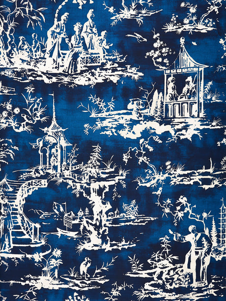 Scalamandre SC 000316561 INDIGO SUMMER PALACE PRINT Fabric - Eade's Wallpaper