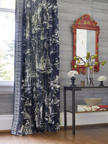 Scalamandre SC 000316561 INDIGO SUMMER PALACE PRINT Fabric - Eade's Wallpaper