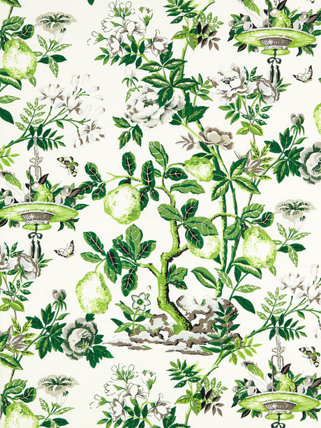 Scalamandre SC 000316583 VERDANCE SHANTUNG GARDEN COTTON PRINT Fabric - Eade's Wallpaper