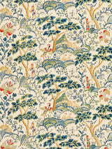 Scalamandre SC 000316590 PEACOCK ON SAND KELMESCOTT HAND BLOCK PRINT Fabric - Eade's Wallpaper