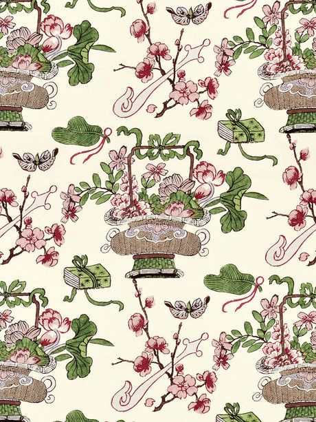 Scalamandre SC 000316591 MULBERRY SHANGHAI BLOSSOMS Fabric - Eade's Wallpaper
