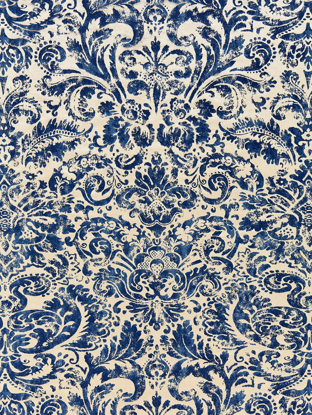Scalamandre SC 000316592 LAPIS PALLADIO VELVET DAMASK Fabric - Eade's Wallpaper