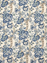 Scalamandre SC 000316603 CHINA BLUE ON IVORY CUMBRIA HAND BLOCK PRINT Fabric - Eade's Wallpaper