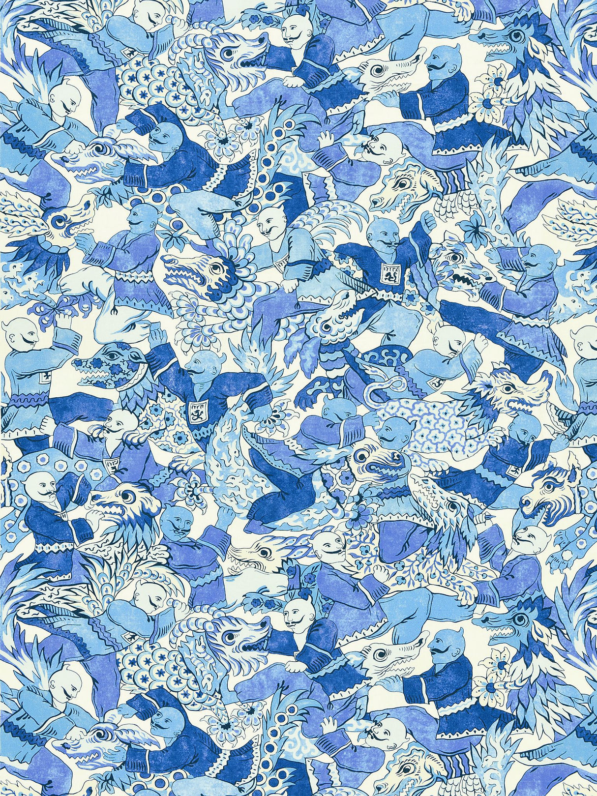 Scalamandre SC 000316612 PORCELAIN DRAGON DANCE Fabric - Eade's Wallpaper