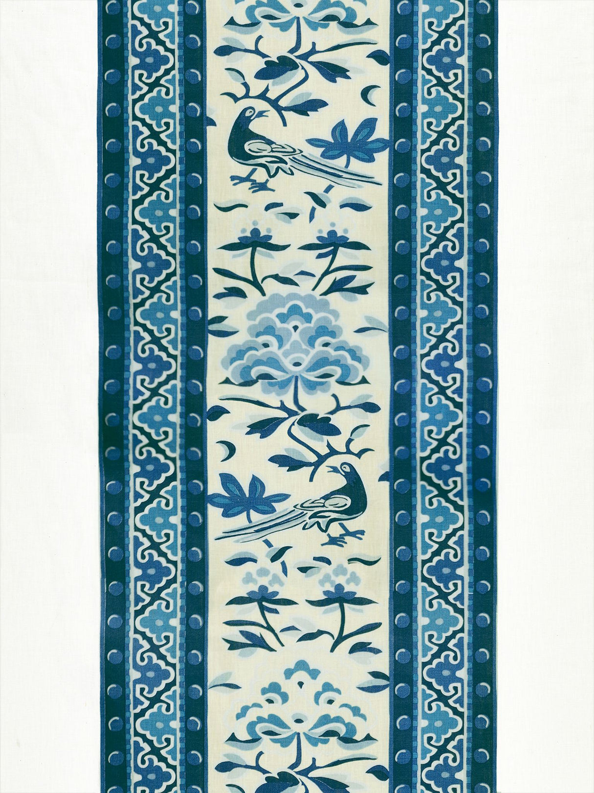 Scalamandre SC 000316613 PORCELAIN ROYAL PEONY LINEN PRINT Fabric - Eade's Wallpaper