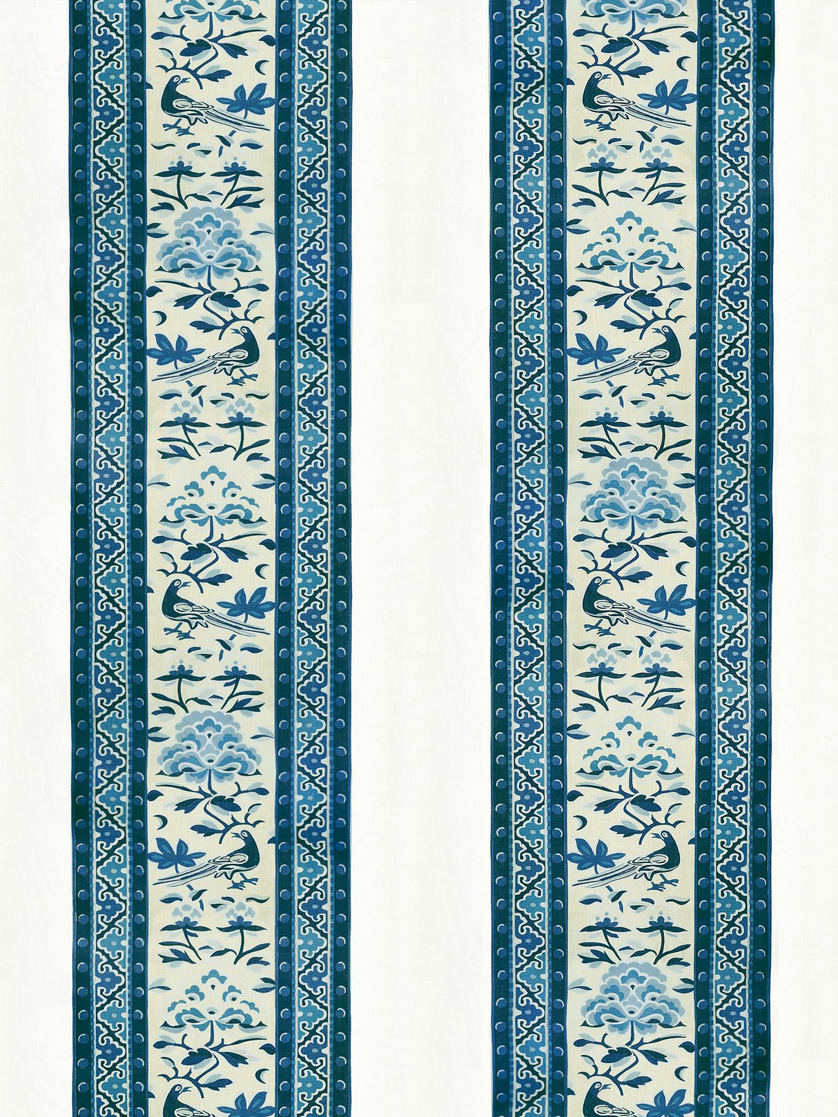 Scalamandre SC 000316613 PORCELAIN ROYAL PEONY LINEN PRINT Fabric - Eade's Wallpaper