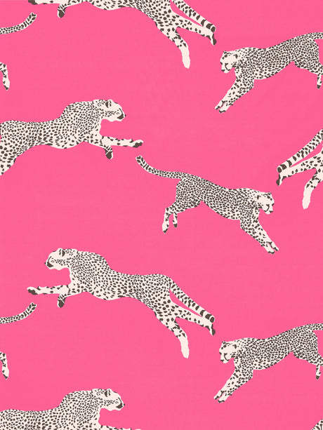 Scalamandre SC 000316634 BUBBLEGUM LEAPING CHEETAH COTTON PRINT Fabric - Eade's Wallpaper