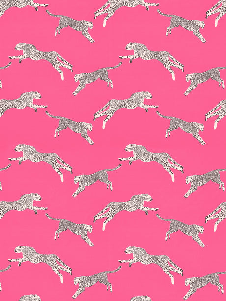 Scalamandre SC 000316634 BUBBLEGUM LEAPING CHEETAH COTTON PRINT Fabric - Eade's Wallpaper
