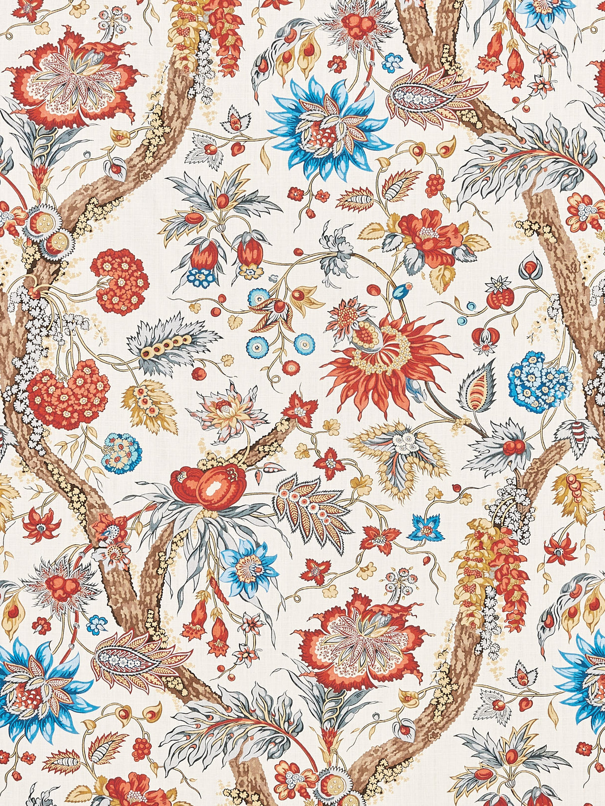 Scalamandre SC 000316647 AUTUMN MULTI FLEURS TROPICALES Fabric - Eade's Wallpaper
