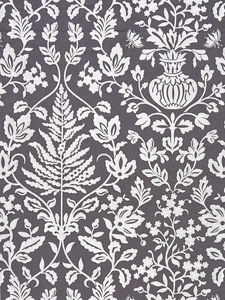 Scalamandre SC 000327032 CHARCOAL SHALIMAR EMBROIDERY Fabric - Eade's Wallpaper
