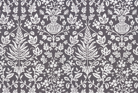 Scalamandre SC 000327032 CHARCOAL SHALIMAR EMBROIDERY Fabric - Eade's Wallpaper