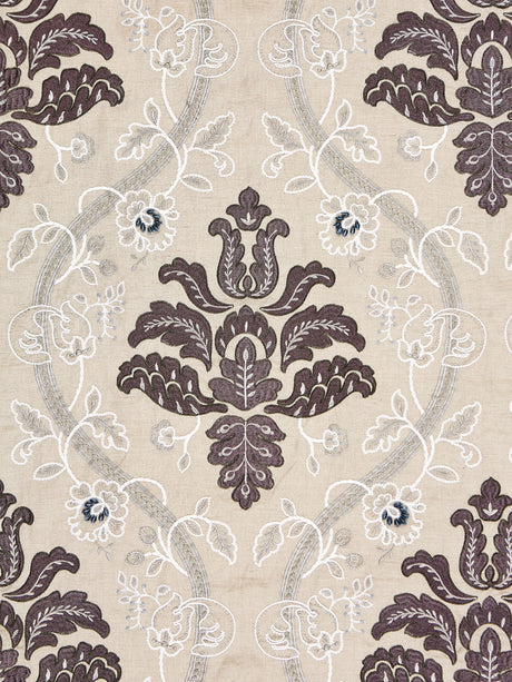 Scalamandre SC 000327033 GRAPHITE ISABELLA EMBROIDERY Fabric - Eade's Wallpaper