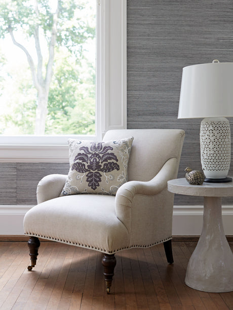 Scalamandre SC 000327033 GRAPHITE ISABELLA EMBROIDERY Fabric - Eade's Wallpaper