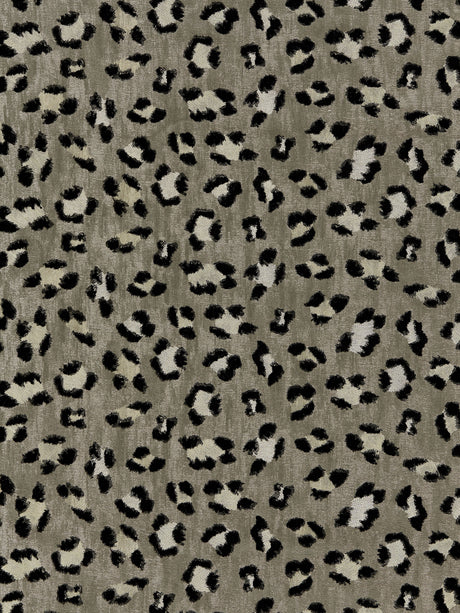 Scalamandre SC 000327075 EBONY ON SILVER BRODERIE LEOPARD Fabric - Eade's Wallpaper