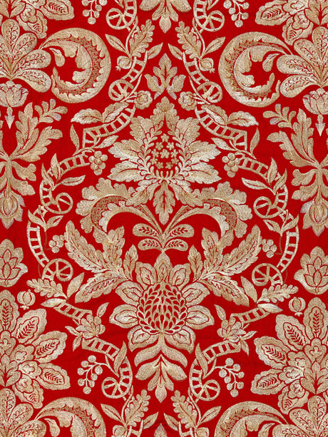 Scalamandre SC 000327086 CARNELIAN ELIZABETH DAMASK EMBROIDERY Fabric - Eade's Wallpaper