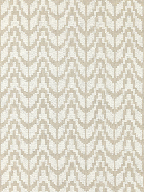 Scalamandre SC 000327103 FLAX CHEVRON EMBROIDERY Fabric - Eade's Wallpaper
