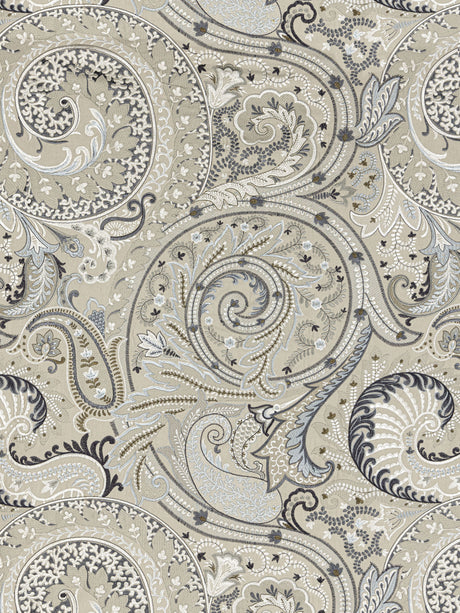 Scalamandre SC 000327124 FLAX MALABAR PAISLEY EMBROIDERY Fabric - Eade's Wallpaper