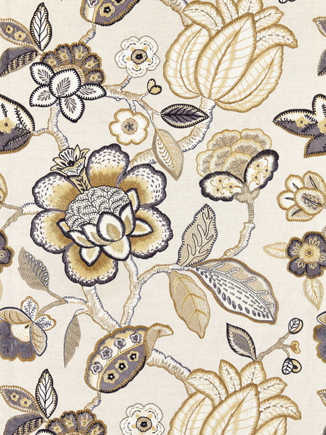 Scalamandre SC 000327126 FLAX COROMANDEL EMBROIDERY Fabric - Eade's Wallpaper