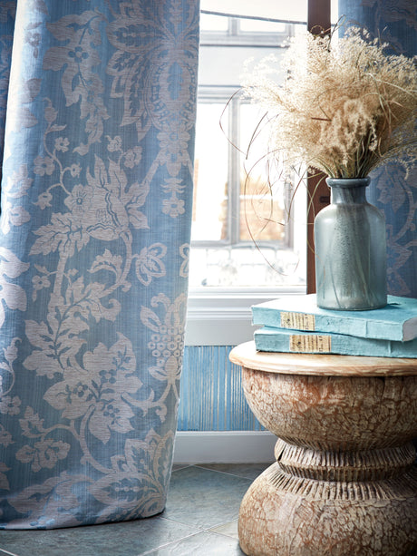 Scalamandre SC 000327136 BLUESTONE METALLINE DAMASK Fabric - Eade's Wallpaper