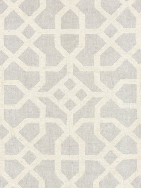 Scalamandre SC 000327149 NICKEL & GREIGE LINEN LATTICE Fabric - Eade's Wallpaper