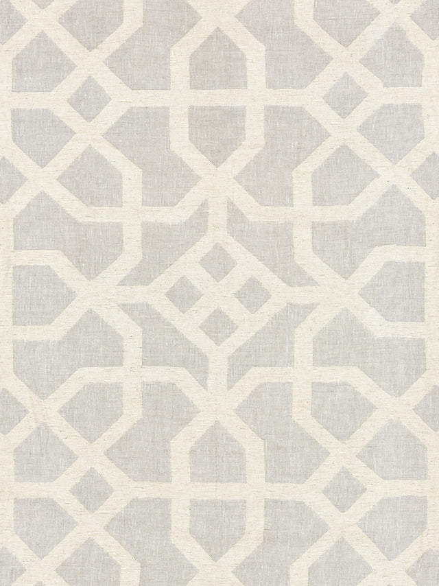 Scalamandre SC 000327149 NICKEL & GREIGE LINEN LATTICE Fabric - Eade's Wallpaper