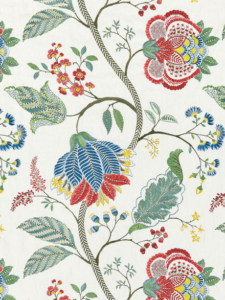 Scalamandre SC 000327175 BLOOM PALAMPORE EMBROIDERY Fabric - Eade's Wallpaper
