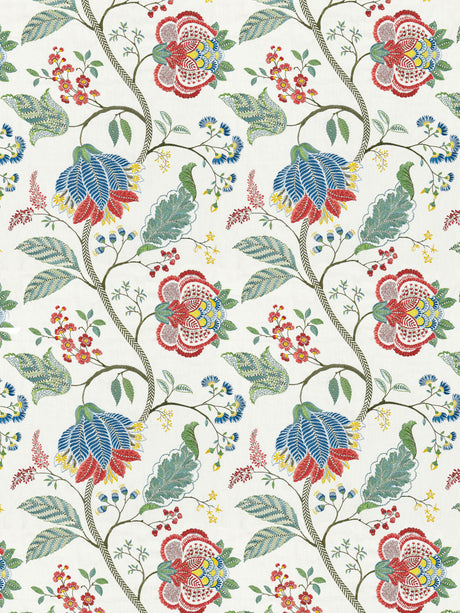 Scalamandre SC 000327175 BLOOM PALAMPORE EMBROIDERY Fabric - Eade's Wallpaper