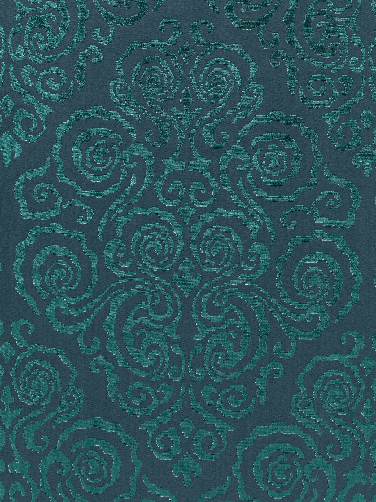 Scalamandre SC 000327219 EMERALD CIRRUS VELVET DAMASK Fabric - Eade's Wallpaper