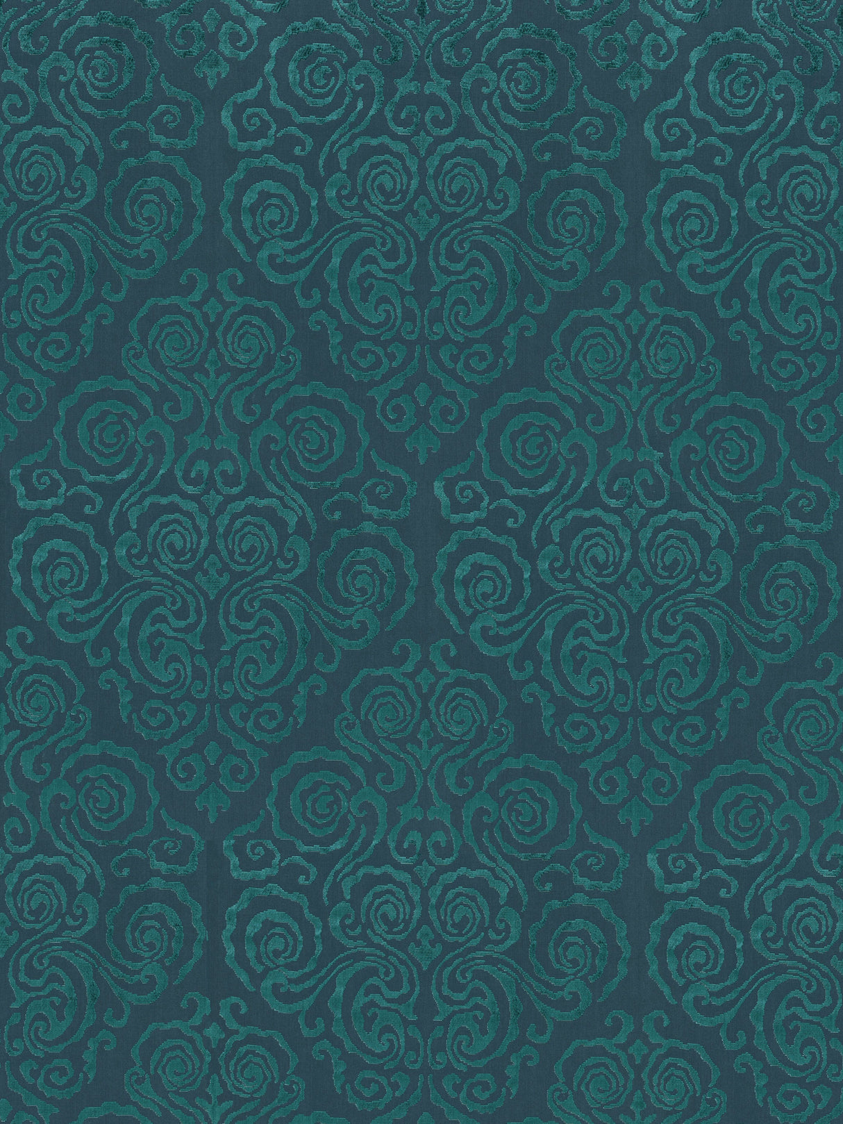 Scalamandre SC 000327219 EMERALD CIRRUS VELVET DAMASK Fabric - Eade's Wallpaper