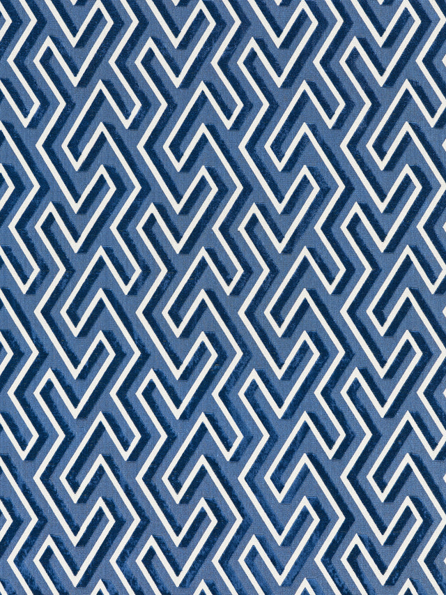 Scalamandre SC 000327237 COBALT MAZE VELVET Fabric - Eade's Wallpaper