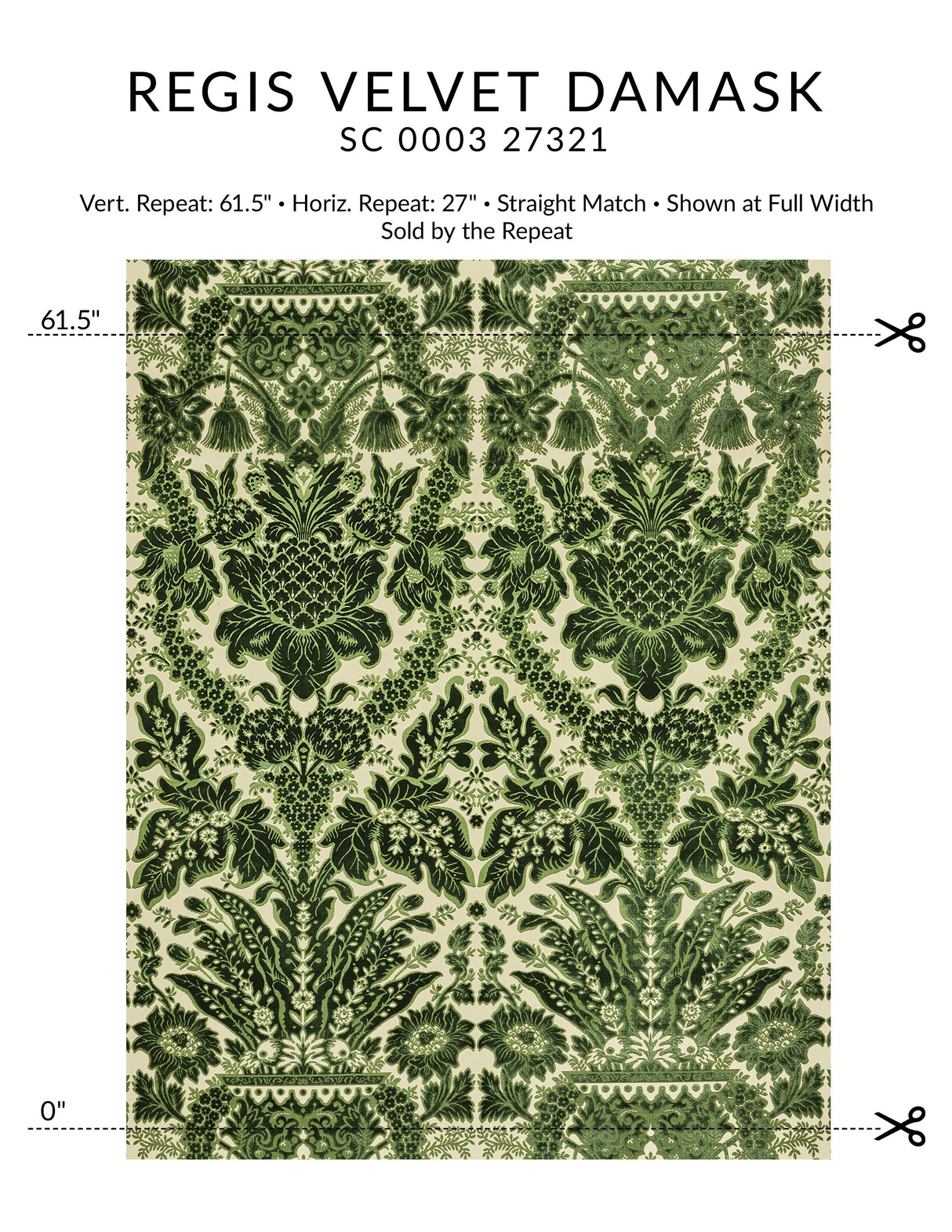 Scalamandre SC 000327321 FROND REGIS VELVET DAMASK Fabric - Eade's Wallpaper