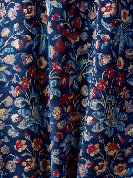 Scalamandre SC 000327328 NAVY LILAC MILLEFLEUR VELVET Fabric - Eade's Wallpaper
