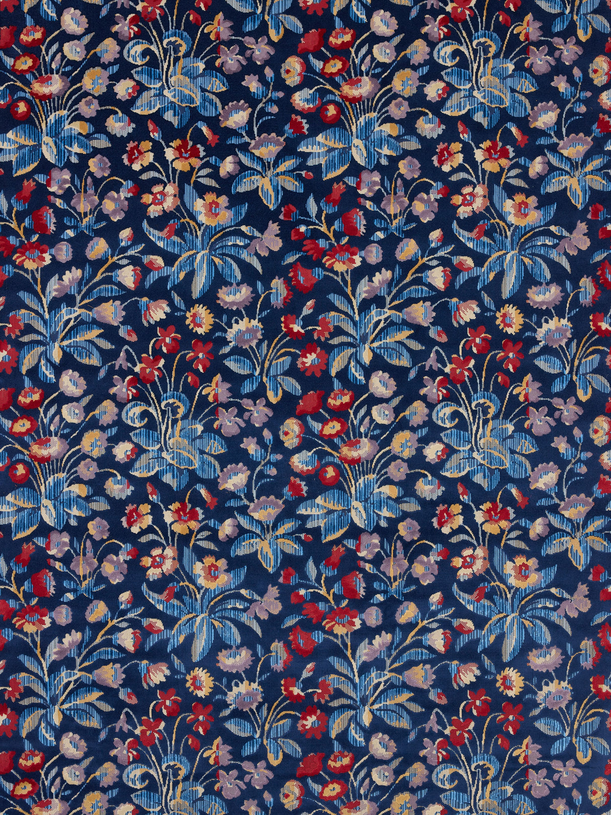 Scalamandre SC 000327328 NAVY LILAC MILLEFLEUR VELVET Fabric - Eade's Wallpaper