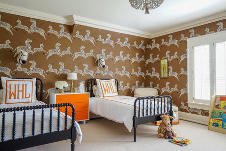 Scalamandre SC 0003WP81388M SAFARI BROWN ZEBRAS - WALLPAPER - Eade's Wallpaper