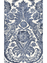 Scalamandre SC 0003WP88354 DENIM LUCIANA DAMASK PRINT WALLPAPER - Eade's Wallpaper