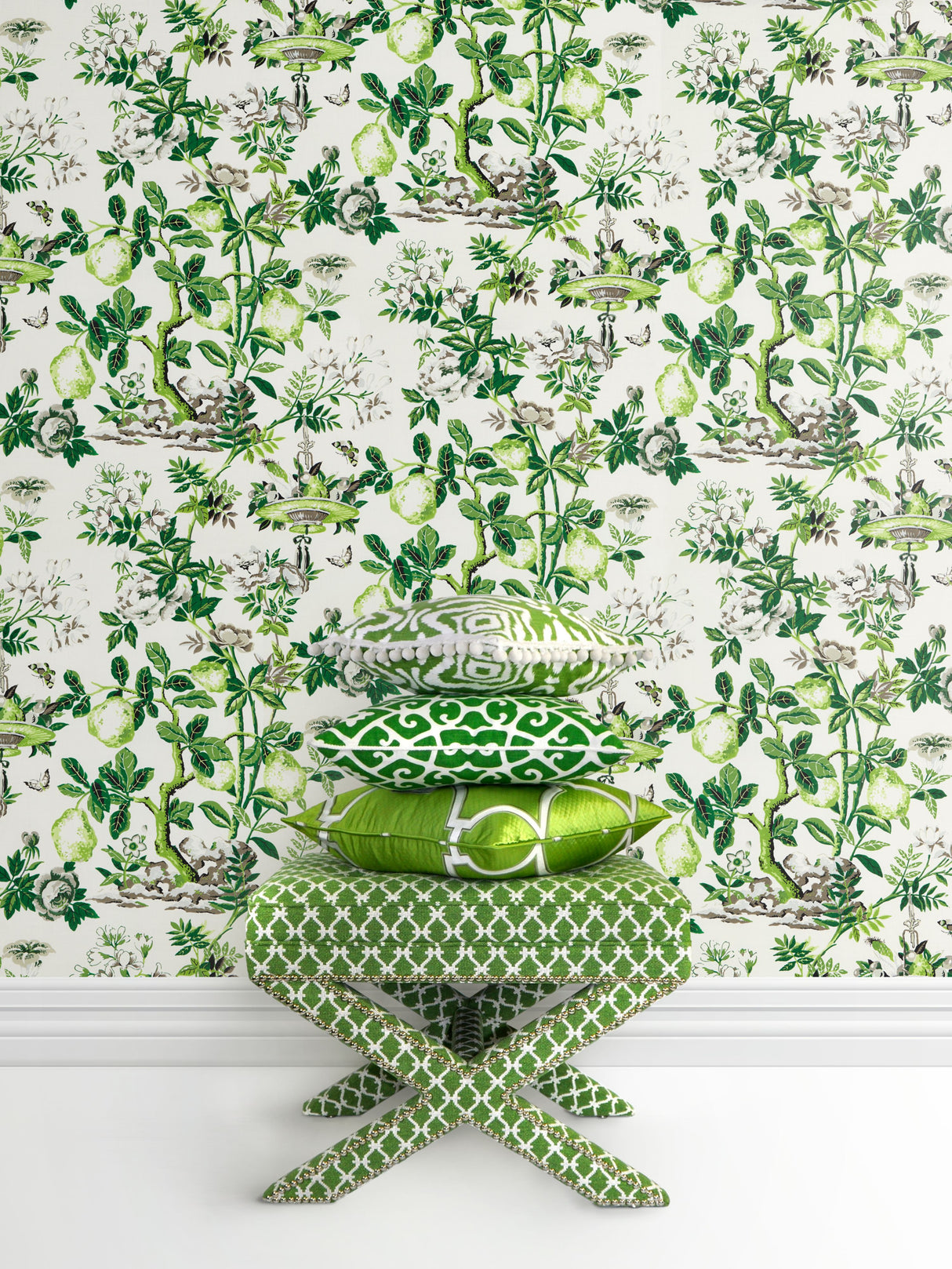 Scalamandre SC 0003WP88377 VERDANCE SHANTUNG GARDEN WALLPAPER - Eade's Wallpaper
