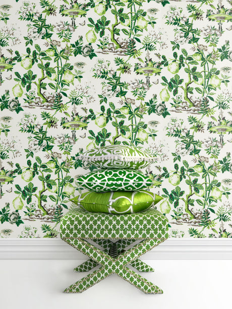 Scalamandre SC 0003WP88377 VERDANCE SHANTUNG GARDEN WALLPAPER - Eade's Wallpaper