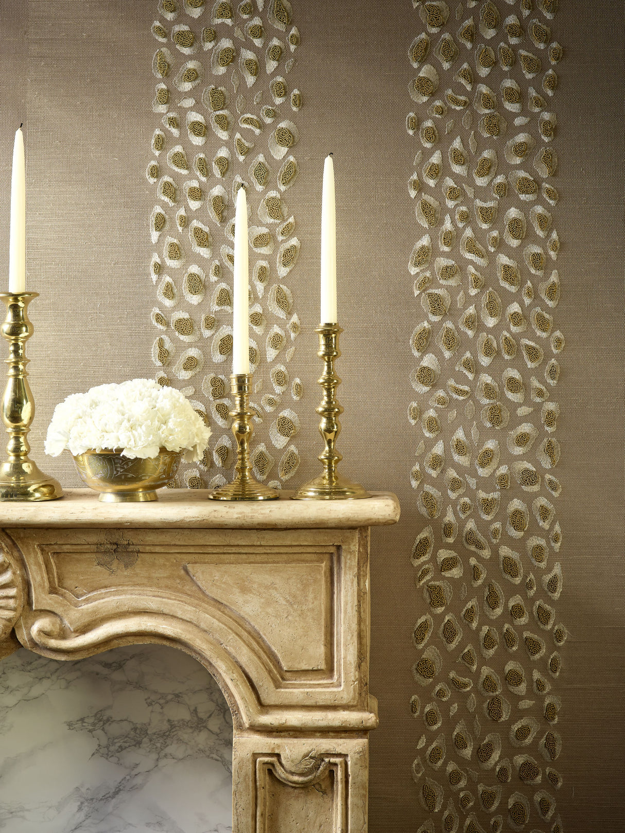 Scalamandre SC 0003WP88446 DESERT CATWALK EMBELLISHED GRASSCLOTH WALLPAPER - Eade's Wallpaper